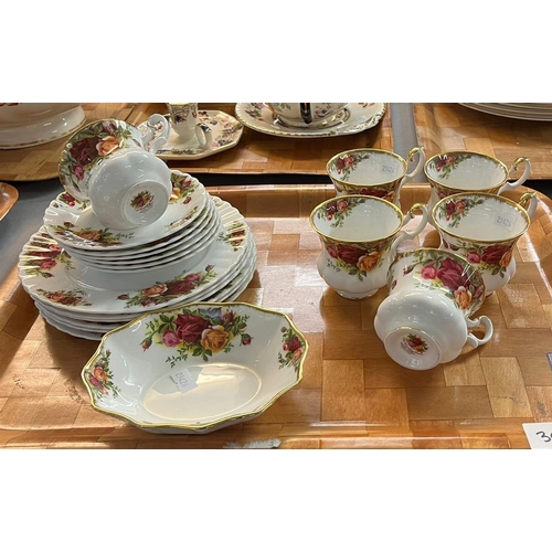 306 - A Royal Albert 'Old Country Roses' design coffee set comprising: six cups, six saucers and six side ... 