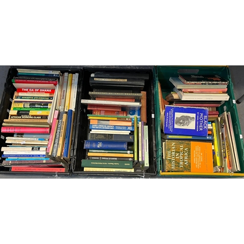 388 - Three crates of assorted topographical books, basically and mainly on Africa including: Davidson, Ba... 