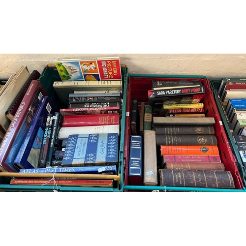 421 - Large collection of fiction and history, mainly British history, Atlases dictionaries. Five crates. ... 