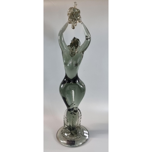 59 - G.Toffolo, Murano glass statue of a nude woman holding a bunch of grapes.  Engraved signature to the... 