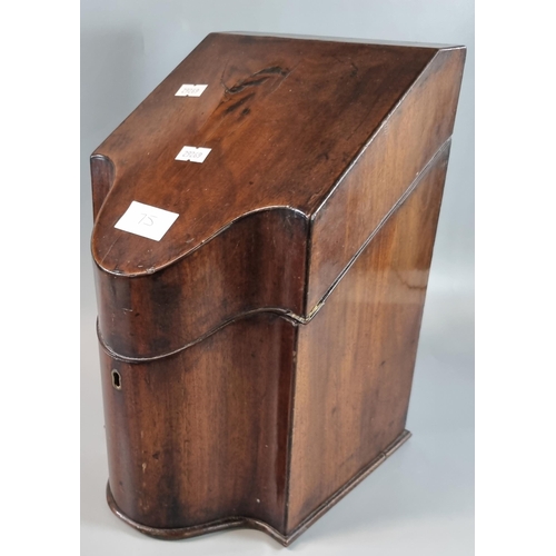 75 - Late 18th early 19th century mahogany serpentine knife box. (B.P. 21% + VAT)