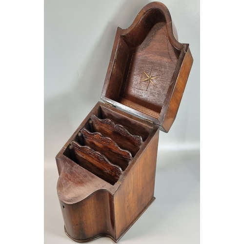 75 - Late 18th early 19th century mahogany serpentine knife box. (B.P. 21% + VAT)