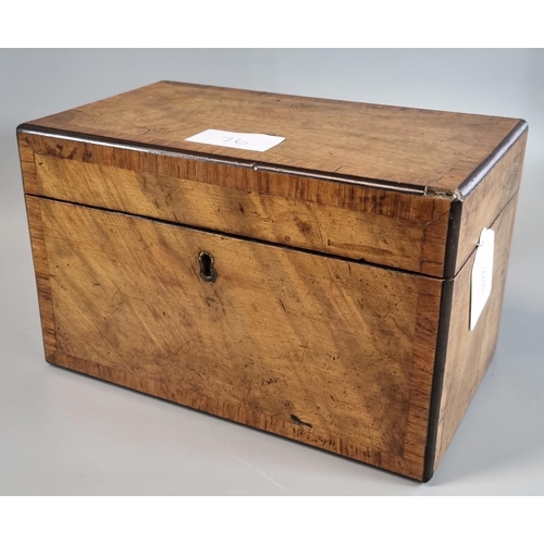 76 - 19th century maple two section tea caddy of rectangular form.  (B.P. 21% + VAT)