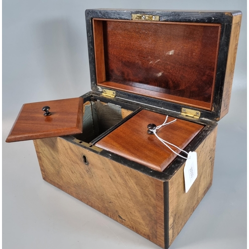 76 - 19th century maple two section tea caddy of rectangular form.  (B.P. 21% + VAT)