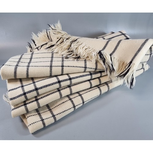 140 - Vintage cream ground and black striped blanket.   (B.P. 21% + VAT)