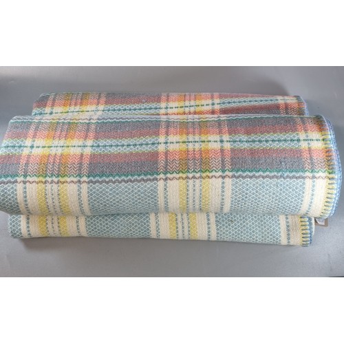 137 - Vintage multi-coloured Welsh woolen blanket with Derw Product made in Wales label.  223x200cm approx... 