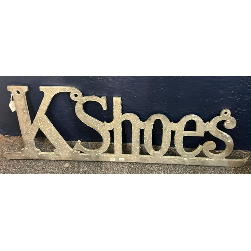 111 - Cast aluminum advertising script 'K Shoes'.  100cm long approx.  (B.P. 21% + VAT)