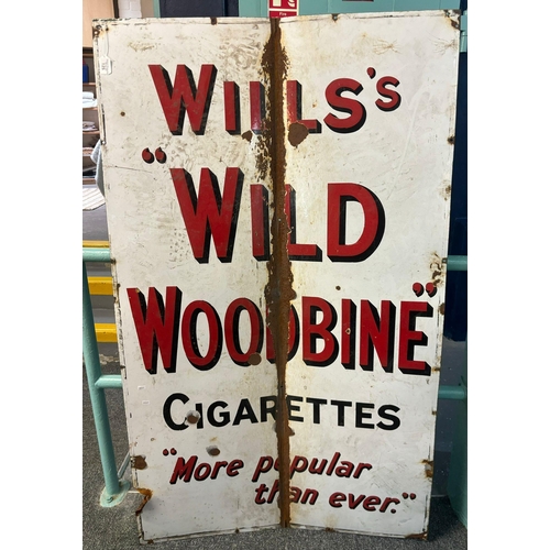 125 - Large single sided enamel advertising sign Wills's 'Wild Woodbine' Cigarettes, 'more popular than ev... 