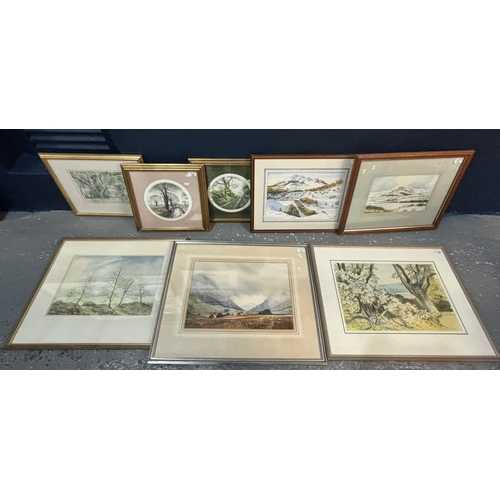 136 - Collection of assorted furnishing pictures including: David Fallows Winter Scene, Patrick Murphey Ca... 