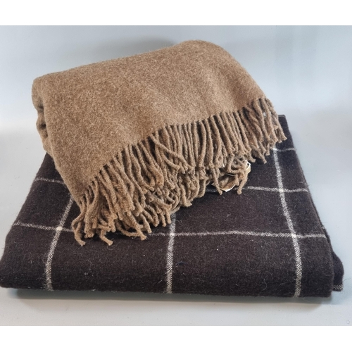 141 - Modern natural Welsh blanket, Manx Loughton Sheep, together with a modern black Welsh mountain wool ... 