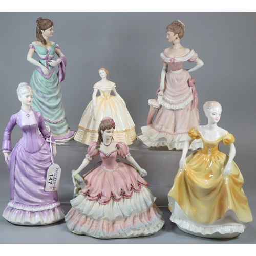 147 - Collection of Coalport bone china figurines to include: Ladies of Fashion, Age of Elegance etc.  (6)... 