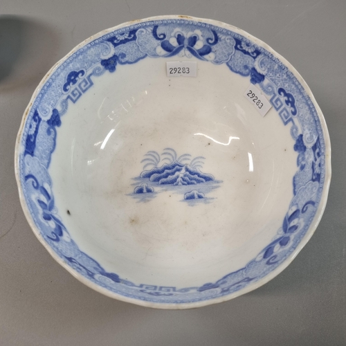 15 - 18th century Worcester First Period porcelain blue and white tea bowl in the 'birds in branches' pat... 