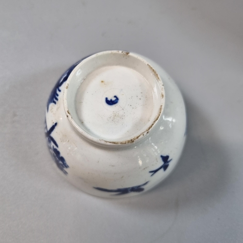 15 - 18th century Worcester First Period porcelain blue and white tea bowl in the 'birds in branches' pat... 