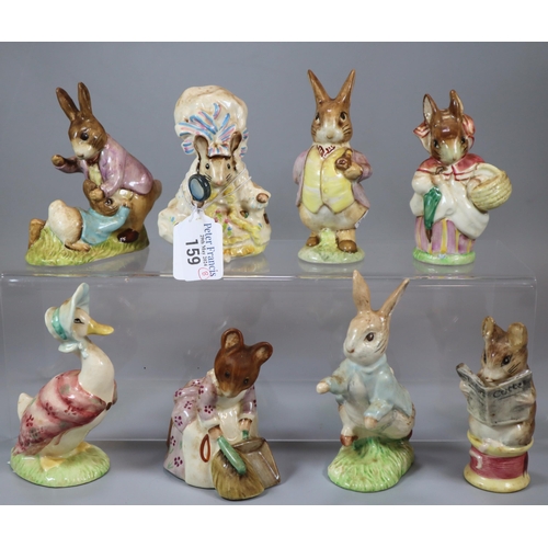 159 - Collection of Beswick Beatrix Potter figurines to include: 'Jemima Puddleduck', 'Mr Benjamin Bunny',... 