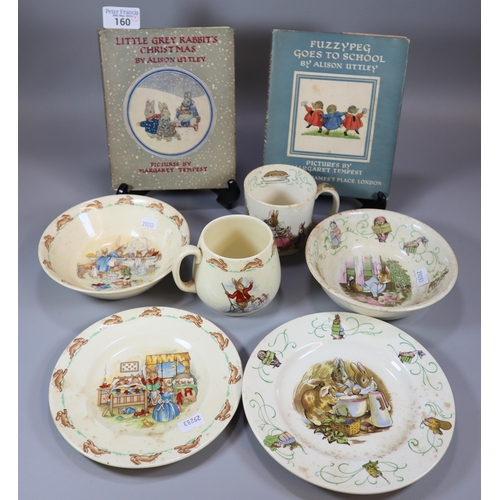 160 - Royal Doulton 'Bunnykins' breakfast trio set together with a Wedgwood 'Peter Rabbit' three piece bre... 