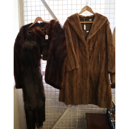 161 - Vintage fur coat together with a fur cape and two fur stoles.  (4)   (B.P. 21% + VAT)