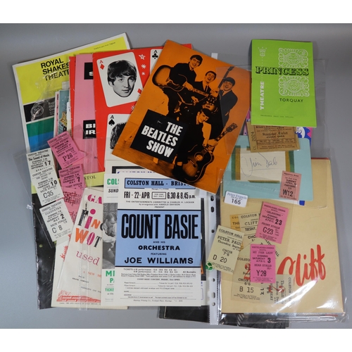 165 - Collection of concert and theatre programmes, some with tickets, some with autographs to include: Th... 