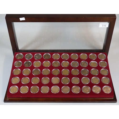 172 - Cased collection of 'The Britannia Pennies of the 20th Century'.   (B.P. 21% + VAT)