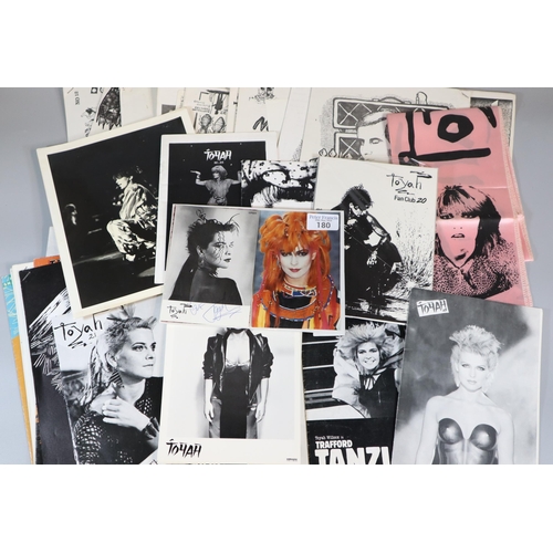 180 - Collection of Toyah Wilcox fan club memorabilia to include: signed photo, scarf, photos, posters etc... 