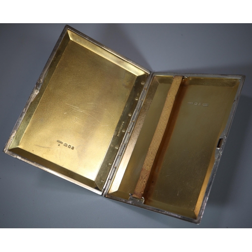 195 - Asprey of London, engine turned cigarette case.  4.8 troy oz approx.   (B.P. 21% + VAT)