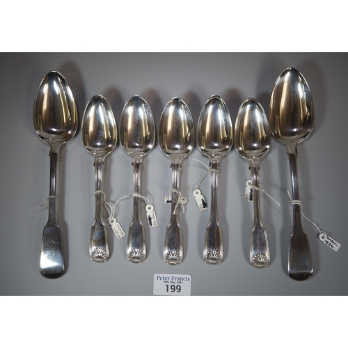 199 - Collection of 19th century silver spoons.  14.5 troy oz approx.   (B.P. 21% + VAT)