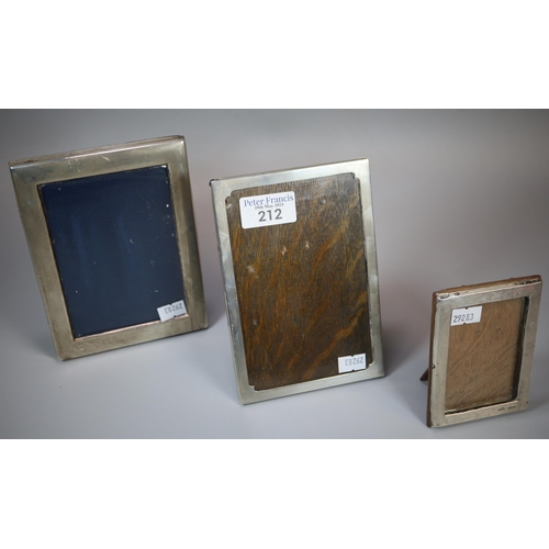 212 - Three silver rectangular easel picture frames.  The largest 17x13cm approx.   (B.P. 21% + VAT)   (B.... 