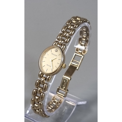 217 - Accurist 'Gold' 9ct gold ladies wristwatch. 17.2g approx.  (B.P. 21% + VAT)