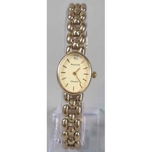 217 - Accurist 'Gold' 9ct gold ladies wristwatch. 17.2g approx.  (B.P. 21% + VAT)