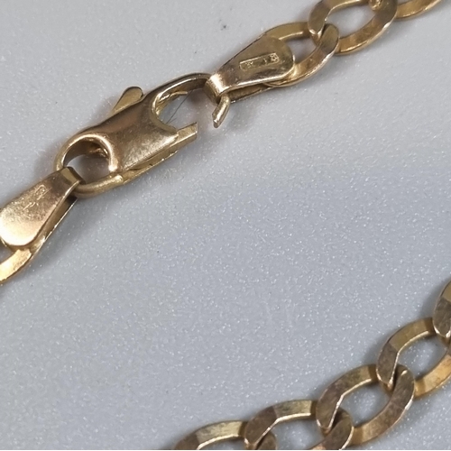 218 - 9ct gold curb link chain. 72cm long approx. 12.7g approx.  (B.P. 21% + VAT)