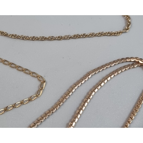 221 - Three 9ct gold chains. 14.7g approx. (B.P. 21% + VAT)