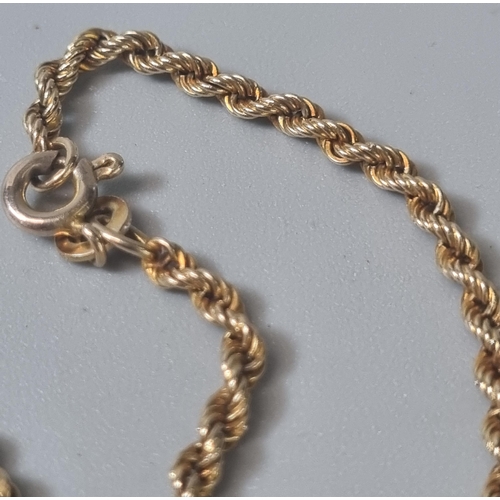 228 - 9ct gold rope twist chain. 7.6g approx. 36.5cm long approx. (B.P. 21% + VAT)