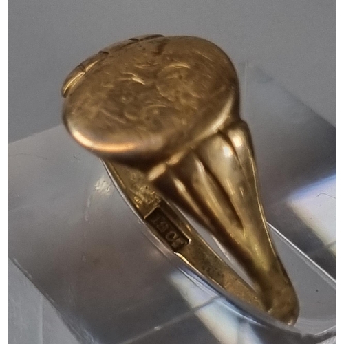 235 - 18ct gold signet ring, 2g approx. Size L5 1/2 (B.P. 21% + VAT)