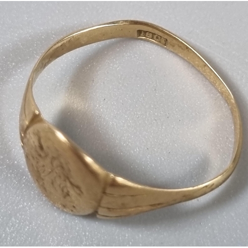 235 - 18ct gold signet ring, 2g approx. Size L5 1/2 (B.P. 21% + VAT)