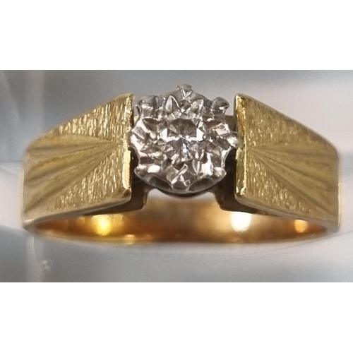 237 - 18ct gold diamond solitaire ring. 3.8g approx. ring size J (B.P. 21% + VAT)