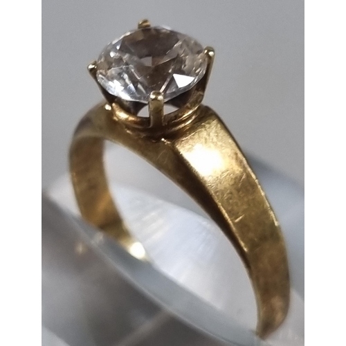 246 - 14ct gold solitaire ring (not diamond) 2g approx. Ring size O (B.P. 21% + VAT)