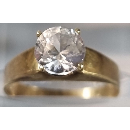 246 - 14ct gold solitaire ring (not diamond) 2g approx. Ring size O (B.P. 21% + VAT)