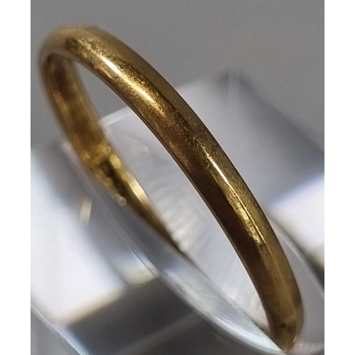 248 - 22ct gold wedding band. 2.3g approx. Ring size T (B.P. 21% + VAT)