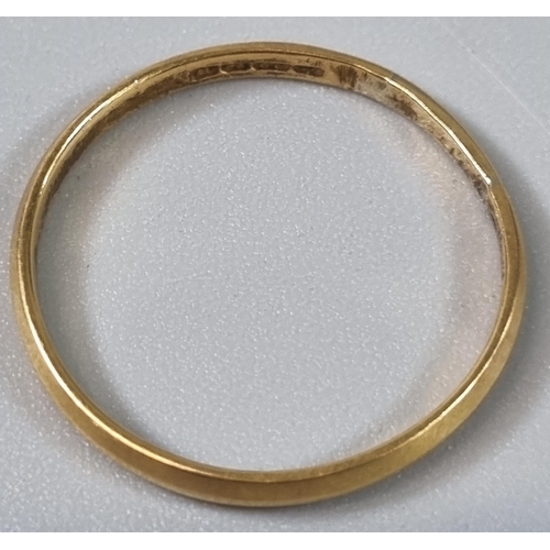 248 - 22ct gold wedding band. 2.3g approx. Ring size T (B.P. 21% + VAT)