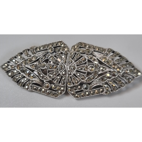 261 - Collection of silver Marcasite and other brooches, together with a silver brooch marked 'Aye Ready' ... 