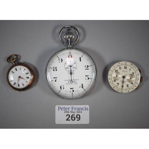 269 - Small continental silver 800 ladies open-faced fancy fob watch, together with a Venner Ltd, No 13966... 