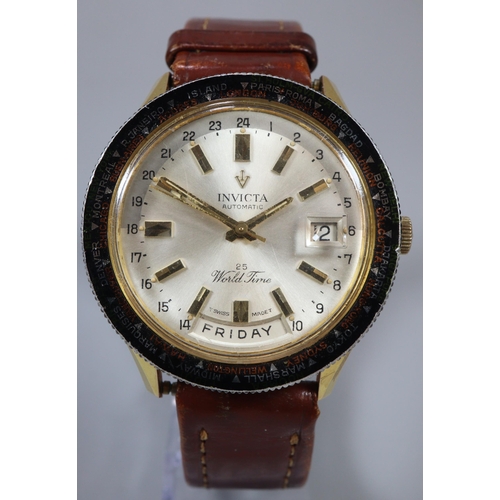 275 - Invicta Automatic World Time gents wristwatch with leather strap (B.P. 21% + VAT)