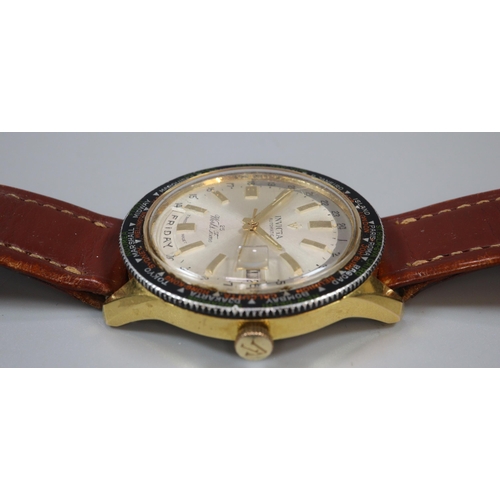 275 - Invicta Automatic World Time gents wristwatch with leather strap (B.P. 21% + VAT)