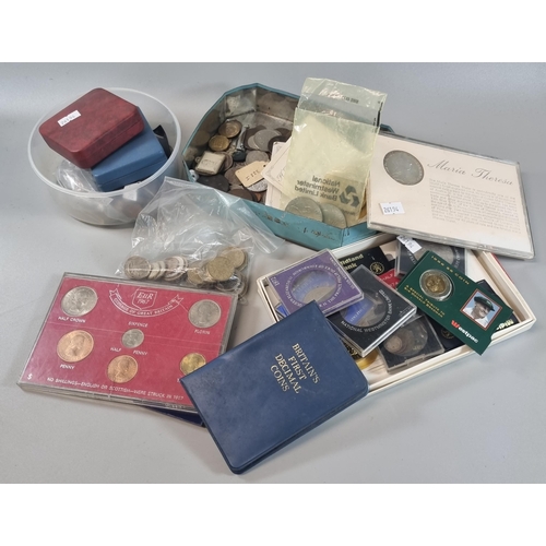 286 - Collection of GB and foreign coinage to include: Maria Theresa cased silver Thaler coin, UK Coronati... 