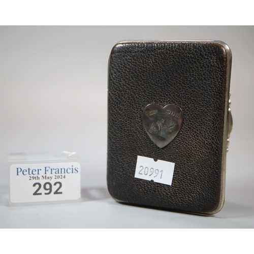 292 - Vintage ladies leather purse with silver heart shaped mount marked 'A. Hardy'.   (B.P. 21% + VAT)