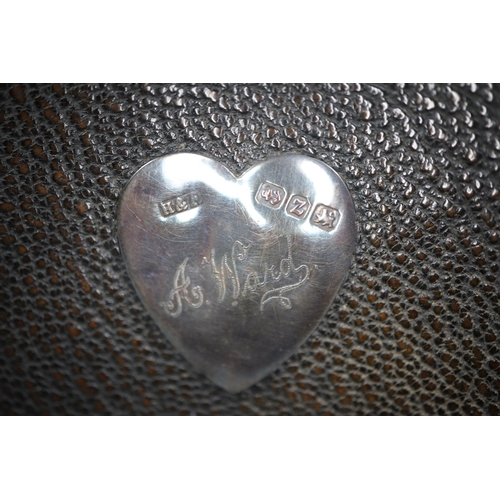 292 - Vintage ladies leather purse with silver heart shaped mount marked 'A. Hardy'.   (B.P. 21% + VAT)