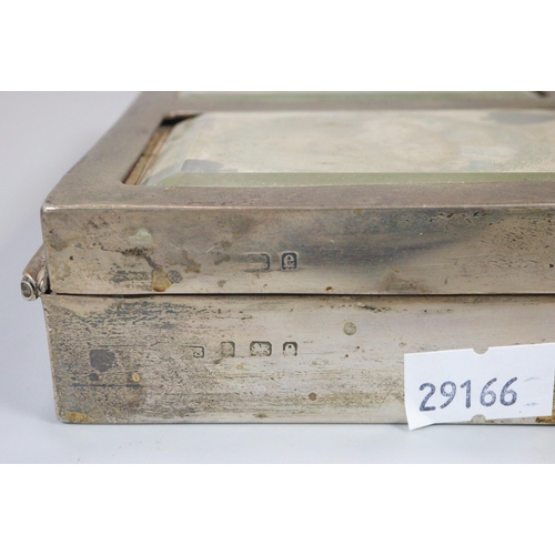 298 - Early 20th century silver cigar/card box inset to the top with  two playing cards.   (B.P. 21% + VAT... 