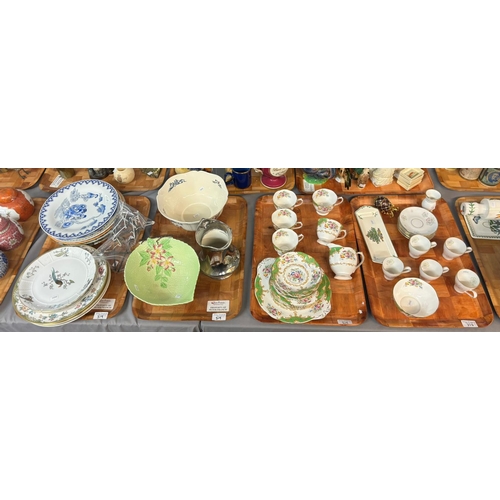 319 - Four trays of assorted china to include: Royal Albert 'Albany Green' tea ware, continental tea ware,... 