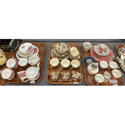 349 - Three trays of ceramics to include: Colclough bone china 'Rose' design tea ware, Royal Winton 'Summe... 