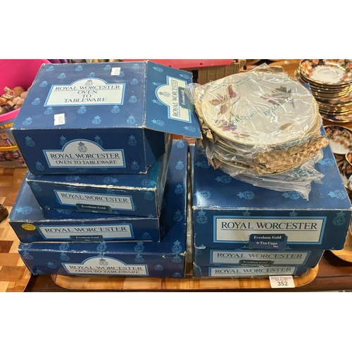 352 - Tray of Royal Worcester 'Evesham Gold' oven to table ware items in original boxes to include: tea cu... 