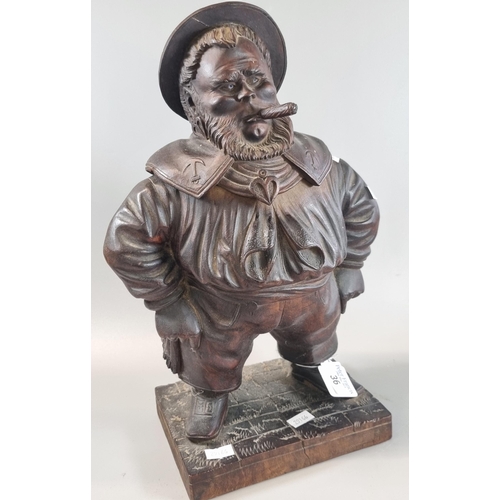 36 - Carved wooden figural tobacco jar in the form of a cigar smoking bearded sailor.  Probably German.  ... 